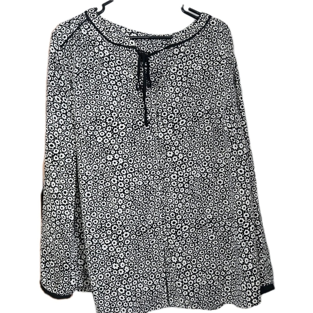 Talbots Black and White Floral Blouse